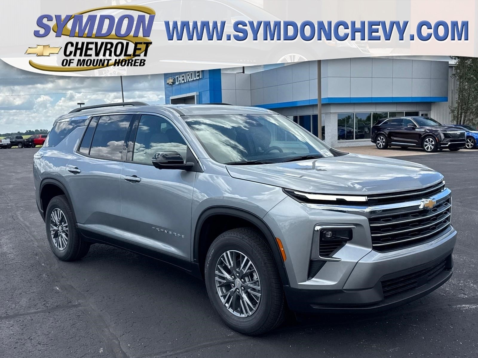 2026 Chevrolet Traverse LT in Sterling Gray Metallic — front three-quarter view