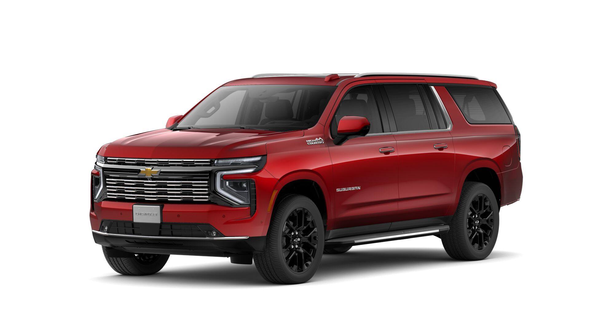 2026 Chevrolet Suburban High Country in Radiant Red Tintcoat — front three-quarter view