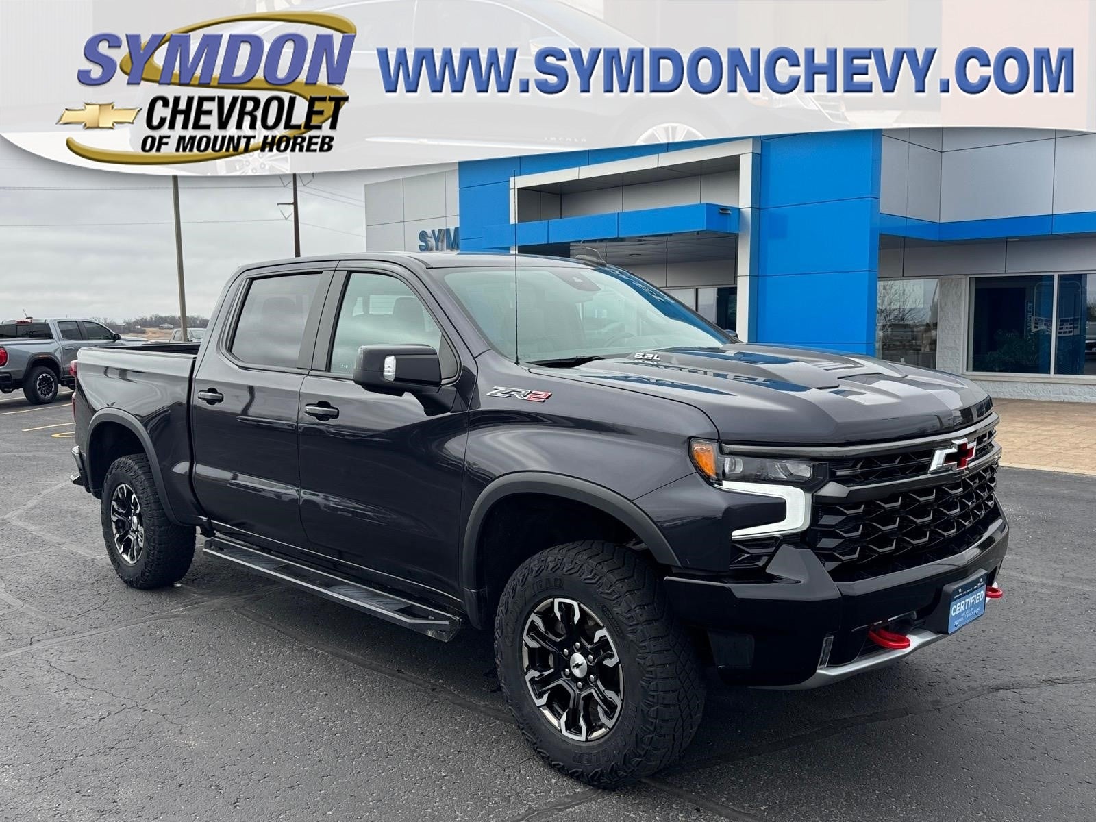 2023 Chevrolet Silverado 1500 ZR2 in Dark Ash Metallic — front three-quarter view