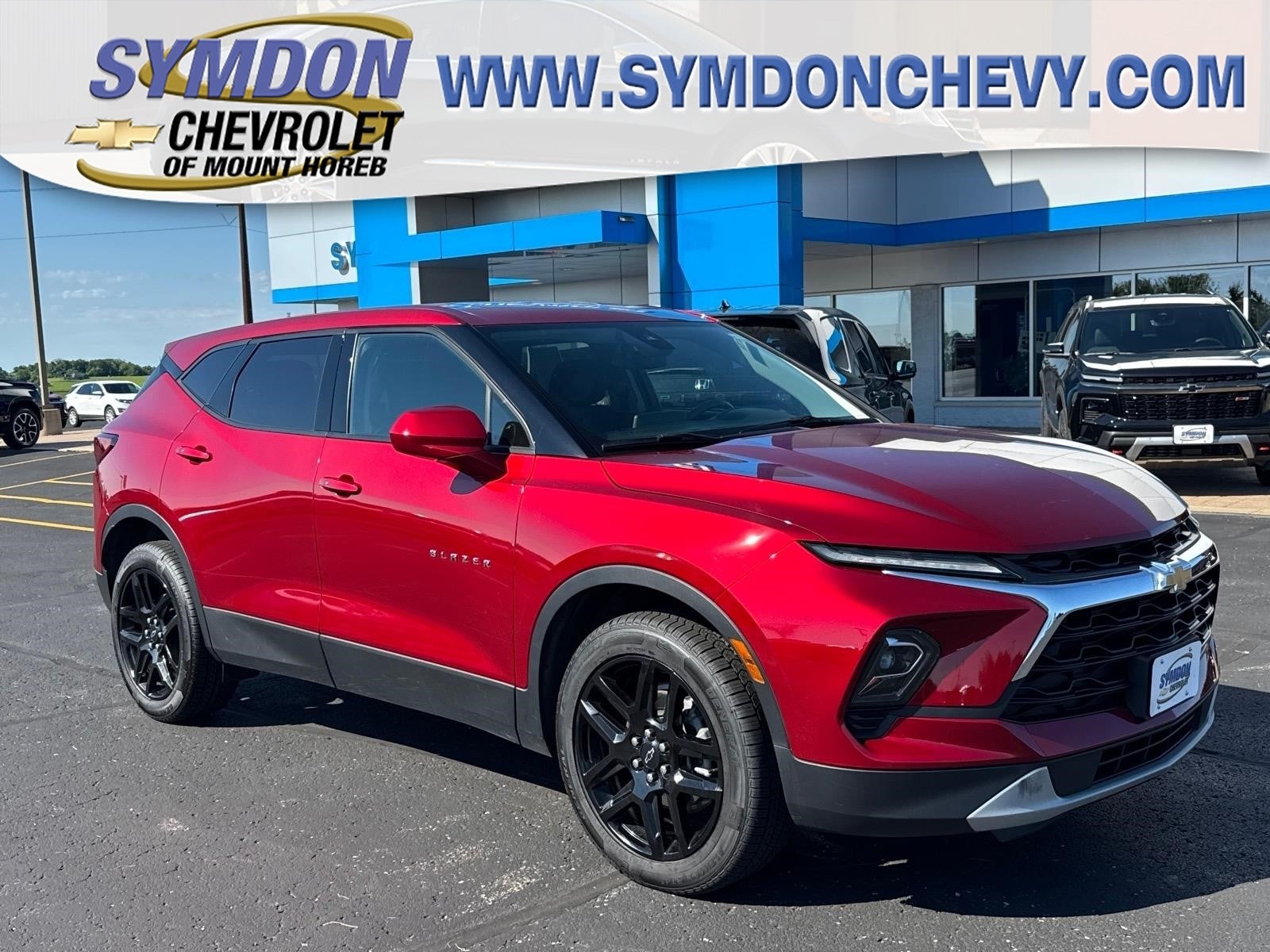 2023 Chevrolet Blazer 2LT in Radiant Red Tintcoat — front three-quarter view